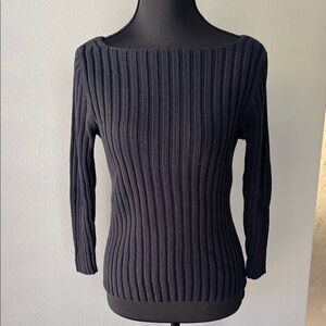 Ann Taylor Factory Dark navy blue Ribbed Crew Neck Sweater